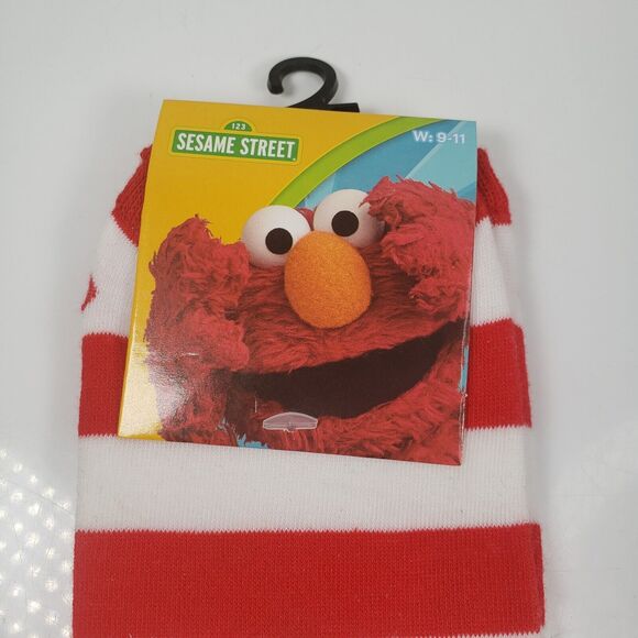 Sesame Street Elmo Face Red White Strip Ankle High Socks Woman 9-11 - Picture 4 of 12